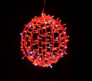 LED 3D guľa červená FLASH (30 cm)