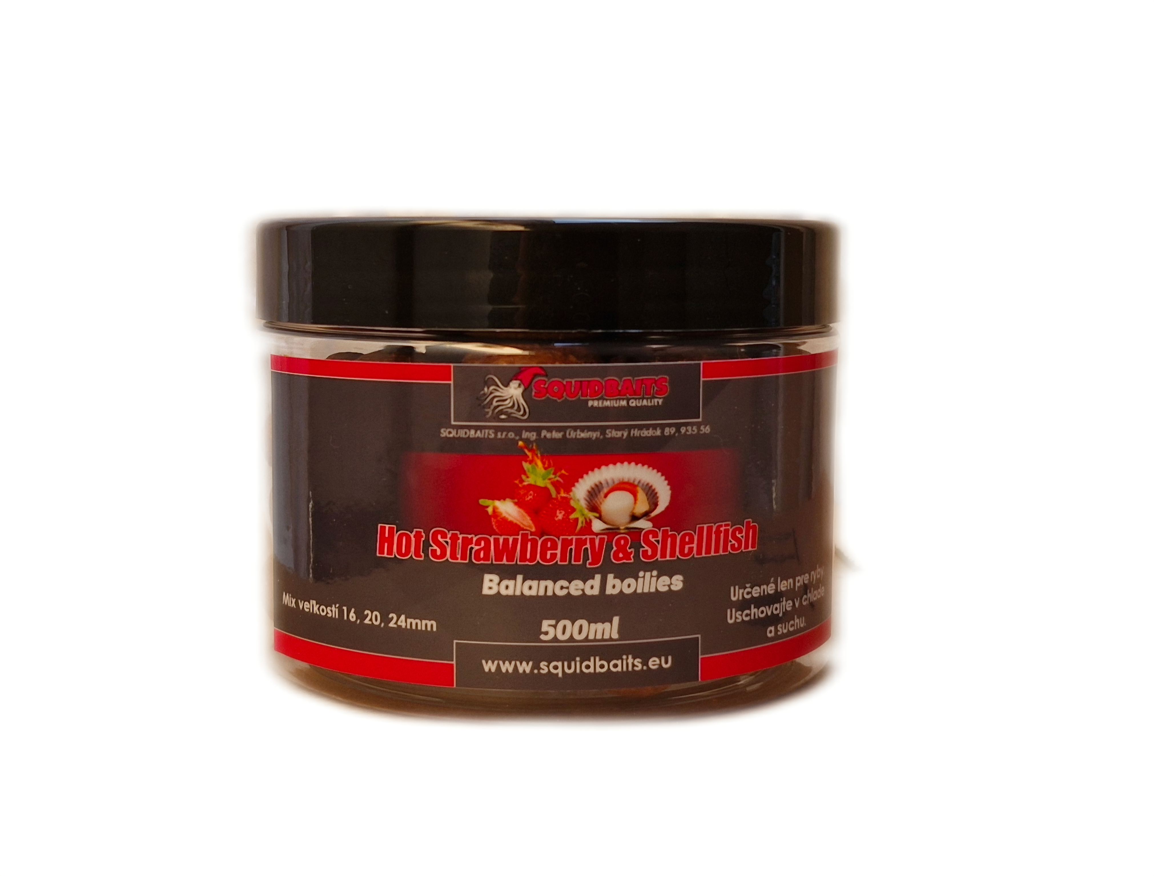 Balanced boilies Hot Strawberry & Shellfish 500ml