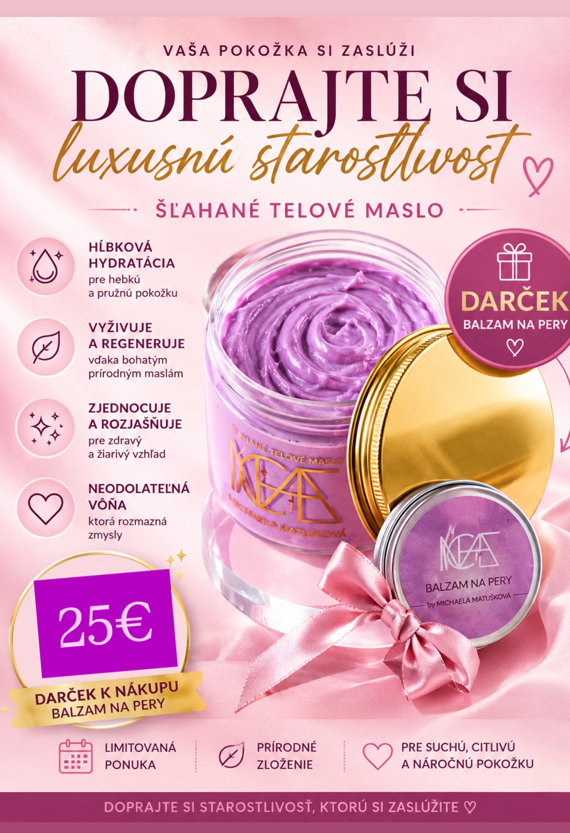 Šľahané maslo By Michaella Matuskova s vôňou ROSE GOLD 300 ml