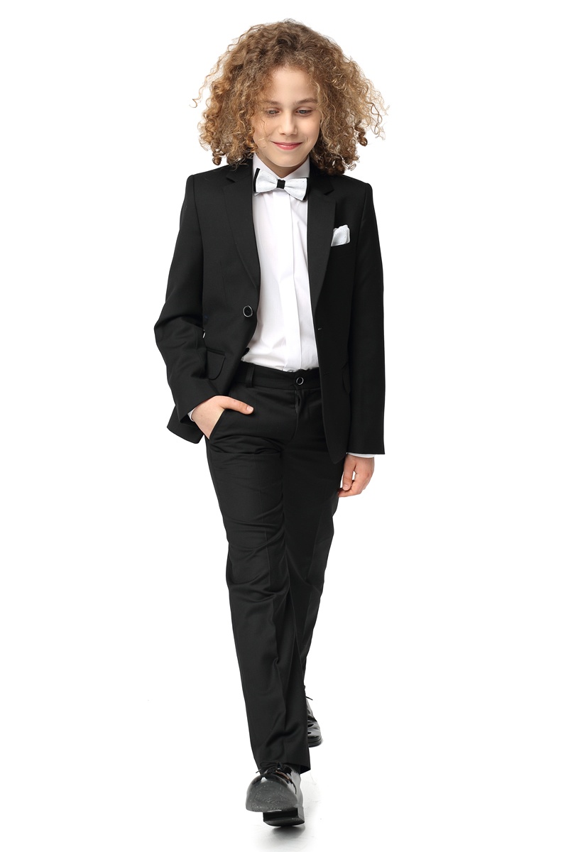 chlapčenský elegantný čierny oblek TIM 122-152