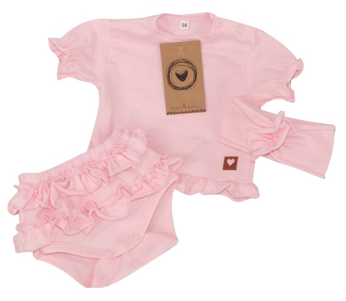 detský komplet tričko, kraťasy a čelenka ružový