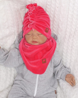 detská velúrová súprava turban + šatka