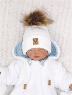 detská čiapka na zimu s pompónom 3v1