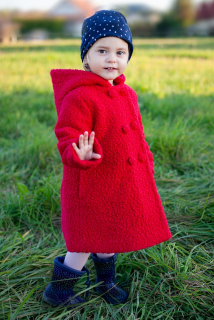 dievčenský zateplený kabát s kapucňou ELODY červený