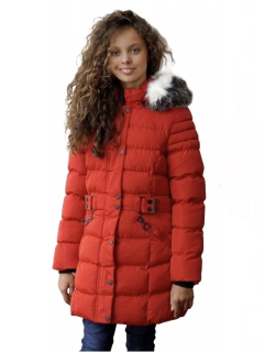dievčenská zimná bunda s kožušinkou červená
