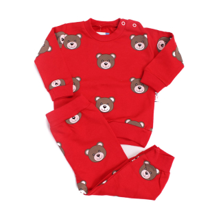 detská súprava mikina+nohavice Macko červená