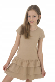 detské letné šaty s volánovou sukničkou béžové