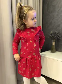 Vianočné dievčenské šaty s hviezdičkami