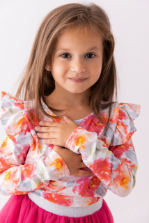 dievčenská bavlnená blúzka s volánikmi na ramenách