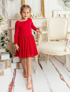 dievčenské šaty s tylovou sukňou červené