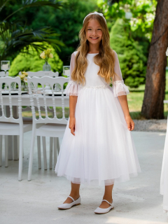 dievčenské šaty s lesklou stuhou na 1. sv. prijímanie biele
