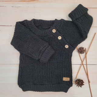detský pletený sveter s gombíkmi čierny