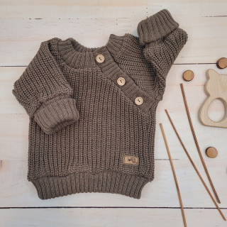 detský pletený sveter s gombíkmi čokoládový