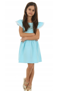 dievčenské letné šaty s volánom svetlomodré