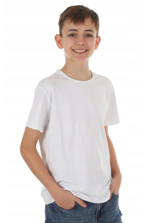 chlapčenské tričko s okrúhlym výstrihom biele