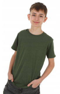 chlapčenské tričko s okrúhlym výstrihom tmavozelené