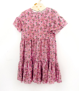 dievčenské letné kvetinové šaty ružové