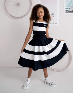 dievčenské retro šaty bielo-čierne