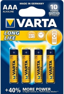 Varta Longlife AAA Micro LR03 Alkaline Batteries 4 pack