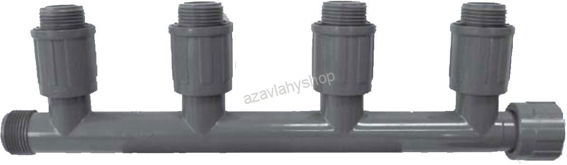 PVC rozbočovač MANIFOLD s 4xAG protočnou maticí