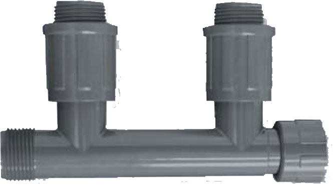 PVC rozbočovač MANIFOLD s 2xAG protočnou maticí