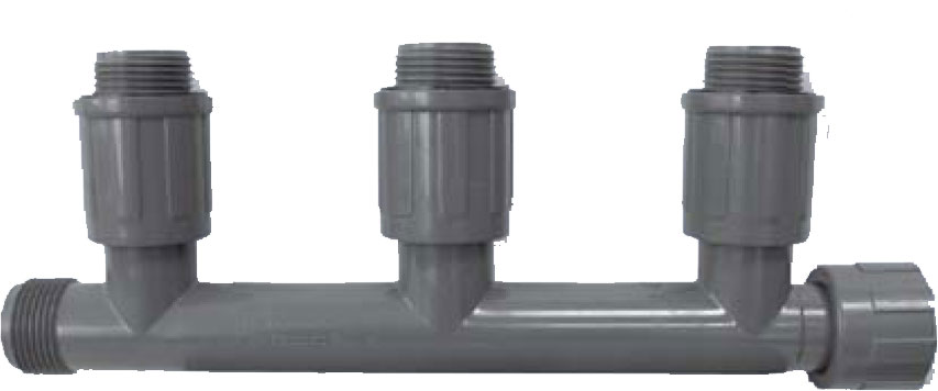 PVC rozbočovač MANIFOLD s 3xAG protočnou maticí