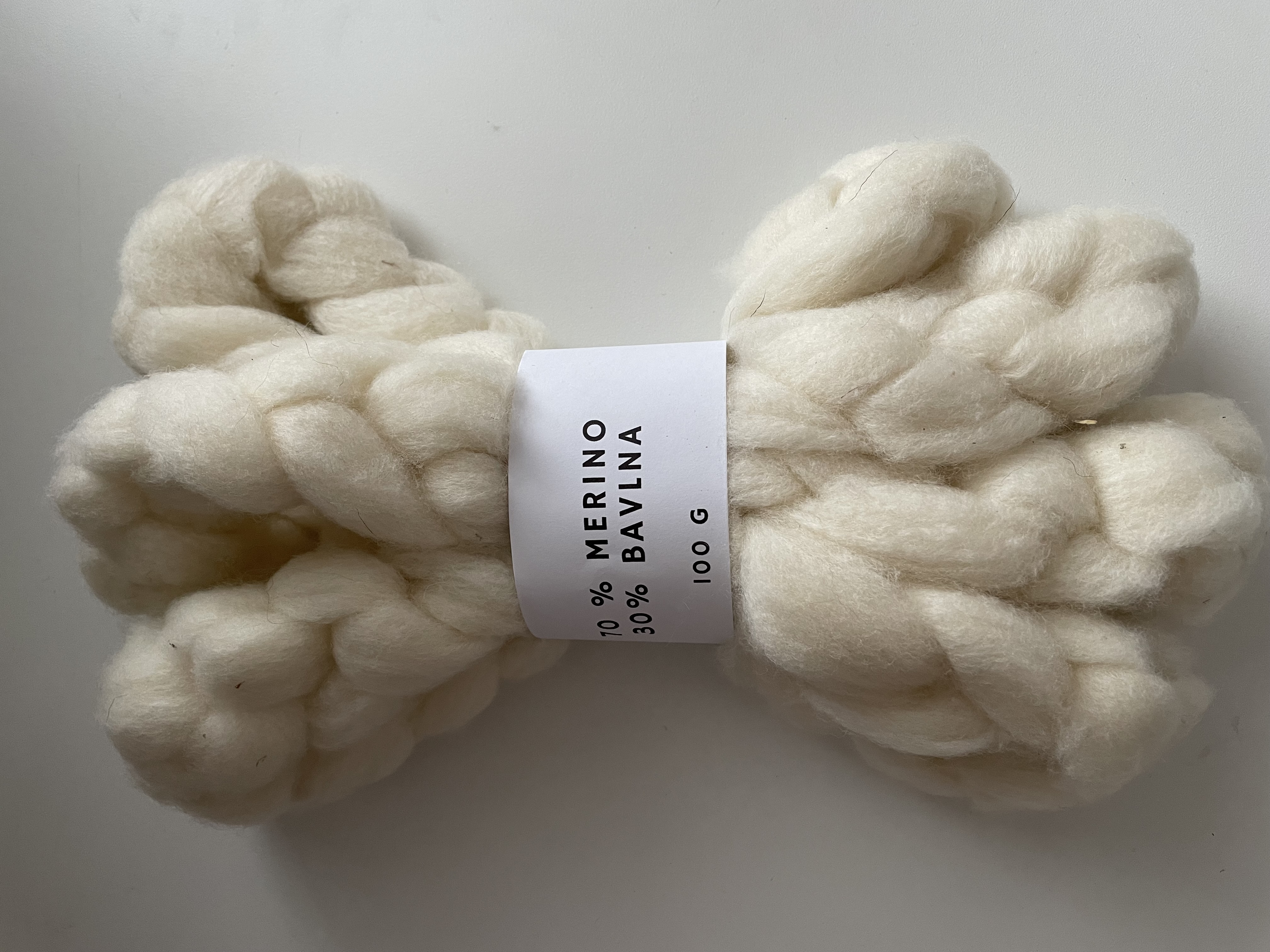 100 g  Slovenská vlna- Mix Merino- bavlna v česanci, natural