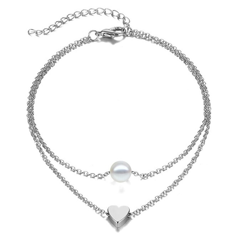 Dámsky náramok na nohu Silver Pearl