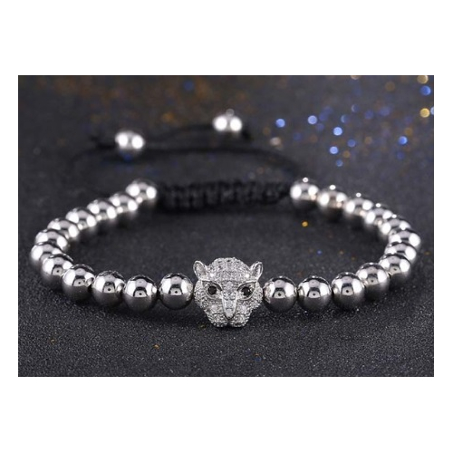 Shamballa náramok LEOPARD v striebornej farbe