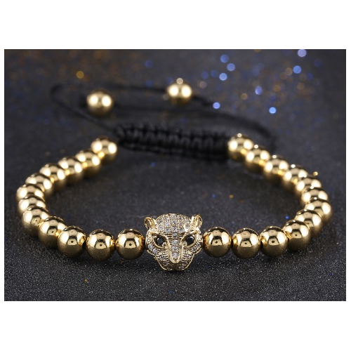 Shamballa náramok LEOPARD v zlatej farbe