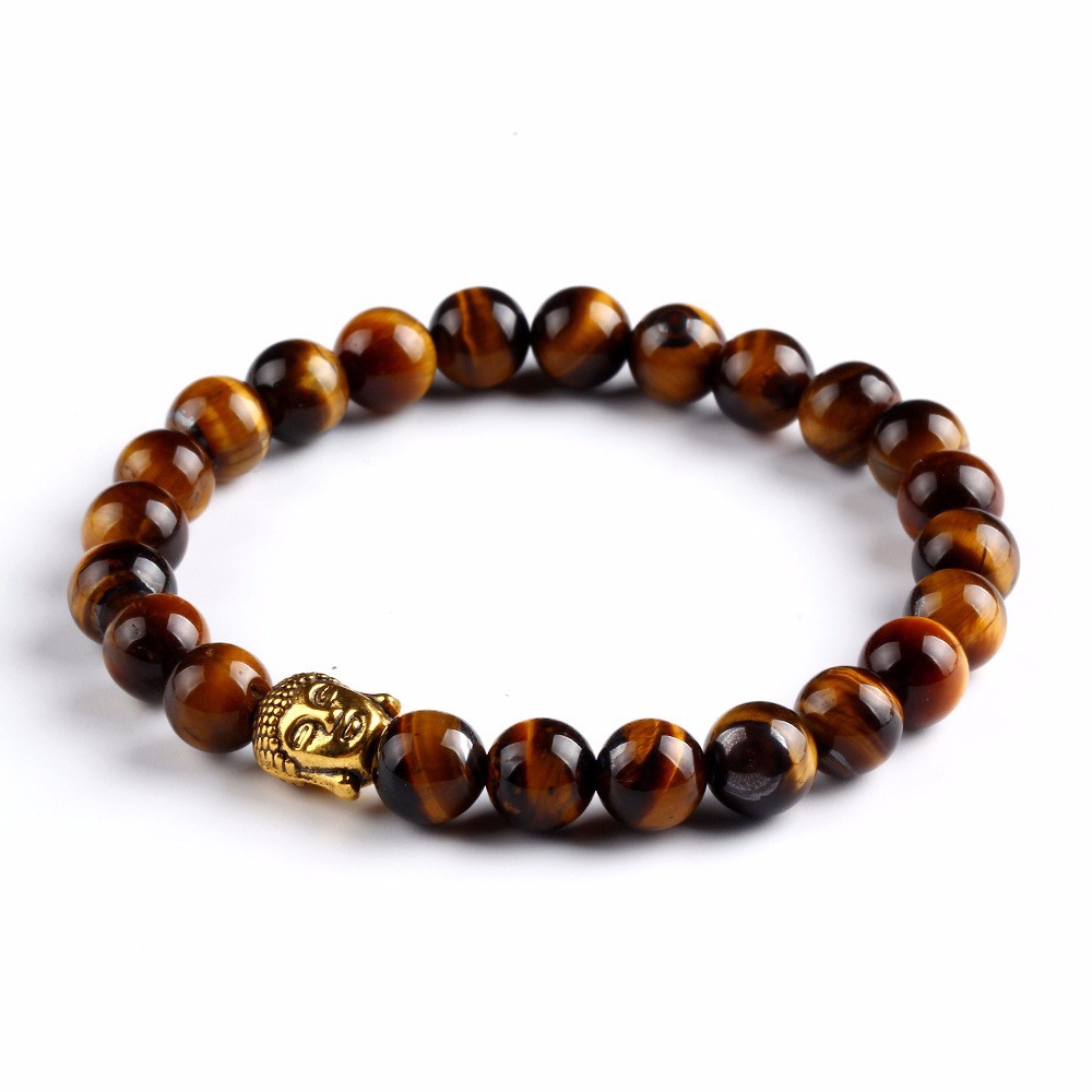 Náramok BUDDHA tigrie oko v zlatej farbe
