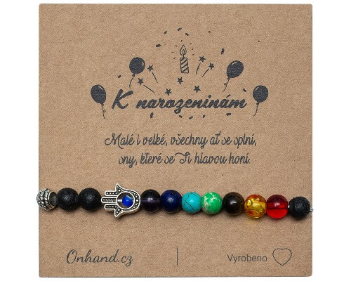 Darčeková karta s náramkom k narodeninám Hamsa