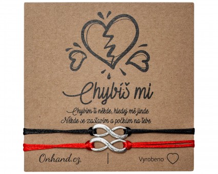 Darčeková karta s náramkami Chýbaš mi infinity