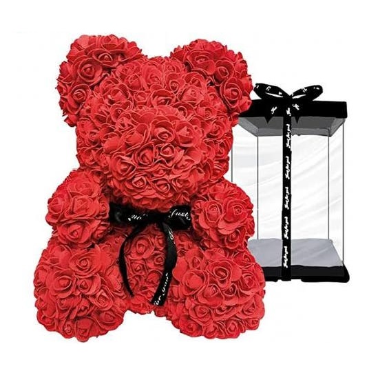 Rose Bear - rudý macko z ruží 25 cm