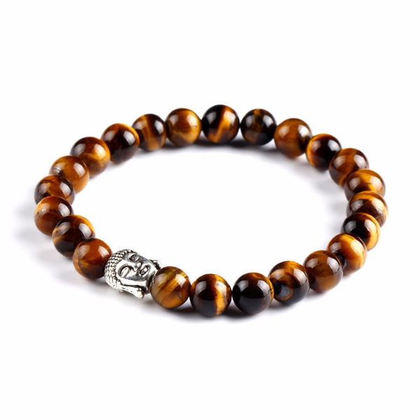 Náramok BUDDHA tigrie oko v striebornej farbe