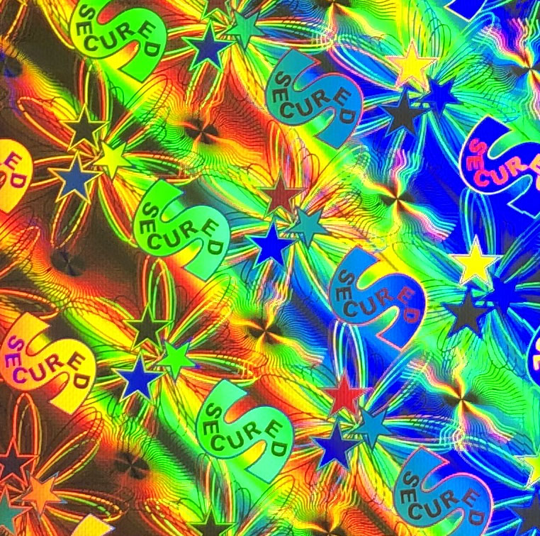 Hologram SECURED (tapeta) 25x15mm, koliečko 23mm