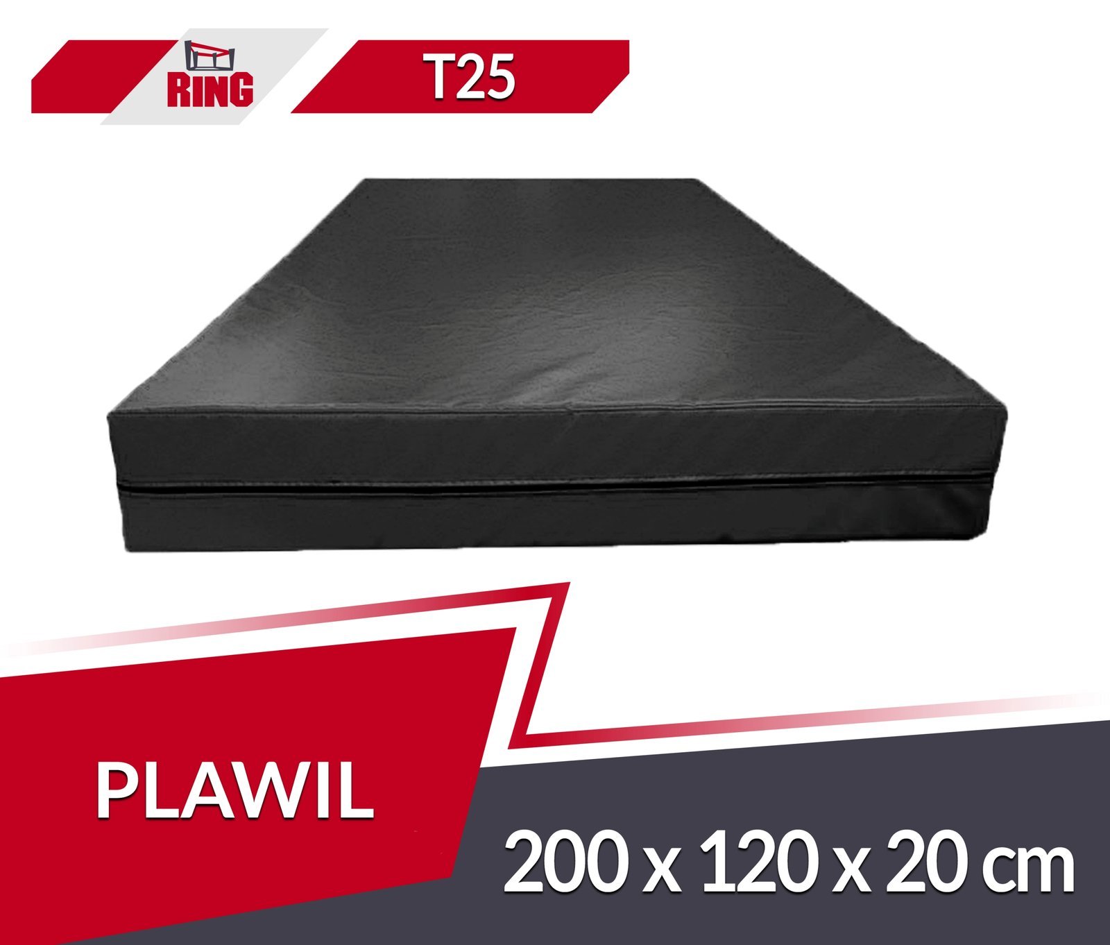 Gymnastická žinenka rehabilitačná mäkká (T25) 200x120x20 RM-25 Ring Sport čierna