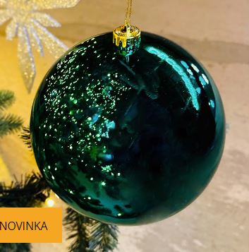 Vianočná guľa MAXI 30cm pávia zelená lesklá, 3D vianočná dekorácia