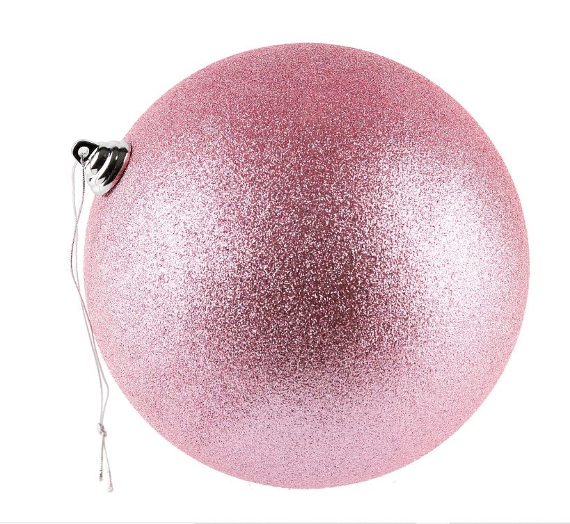 Vianočná guľa MAXI 20cm svetlo ružová glitter, 3D vianočná dekorácia