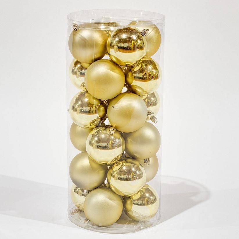 Vianočná guľa 6 cm zlatá matná a lesklá, 24ks, 3D vianočná dekorácia