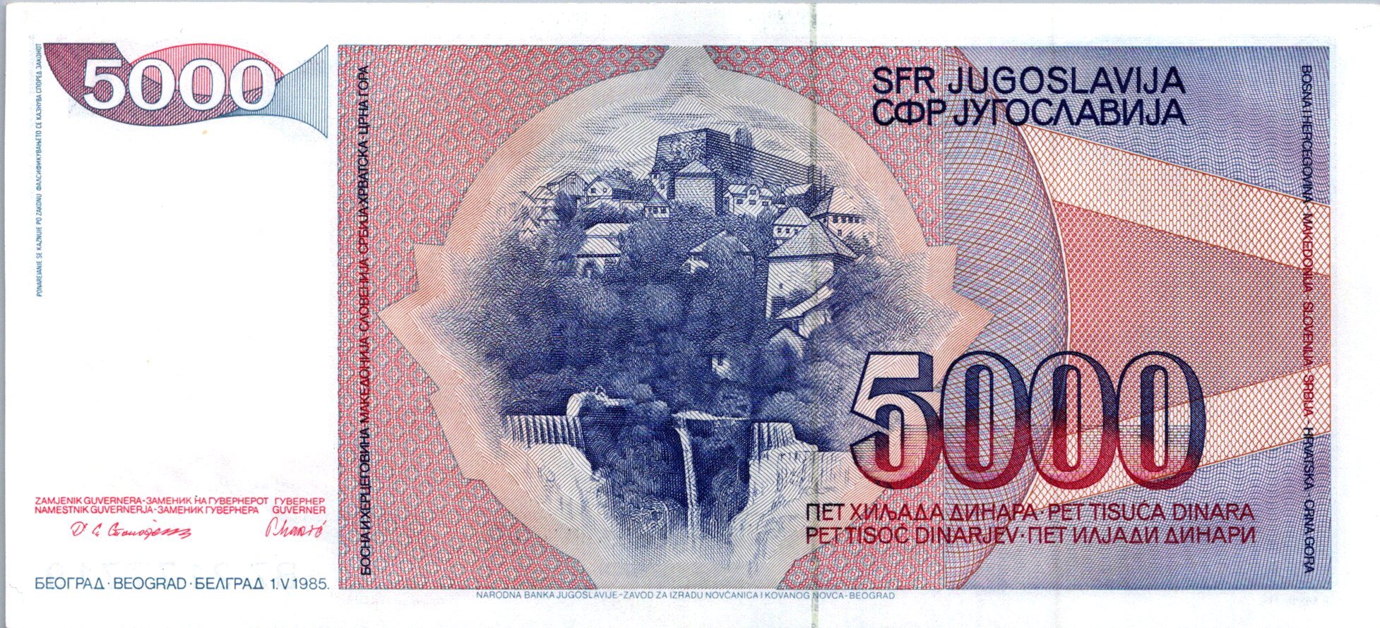 Juhoslávia 5000 Dinara 1985