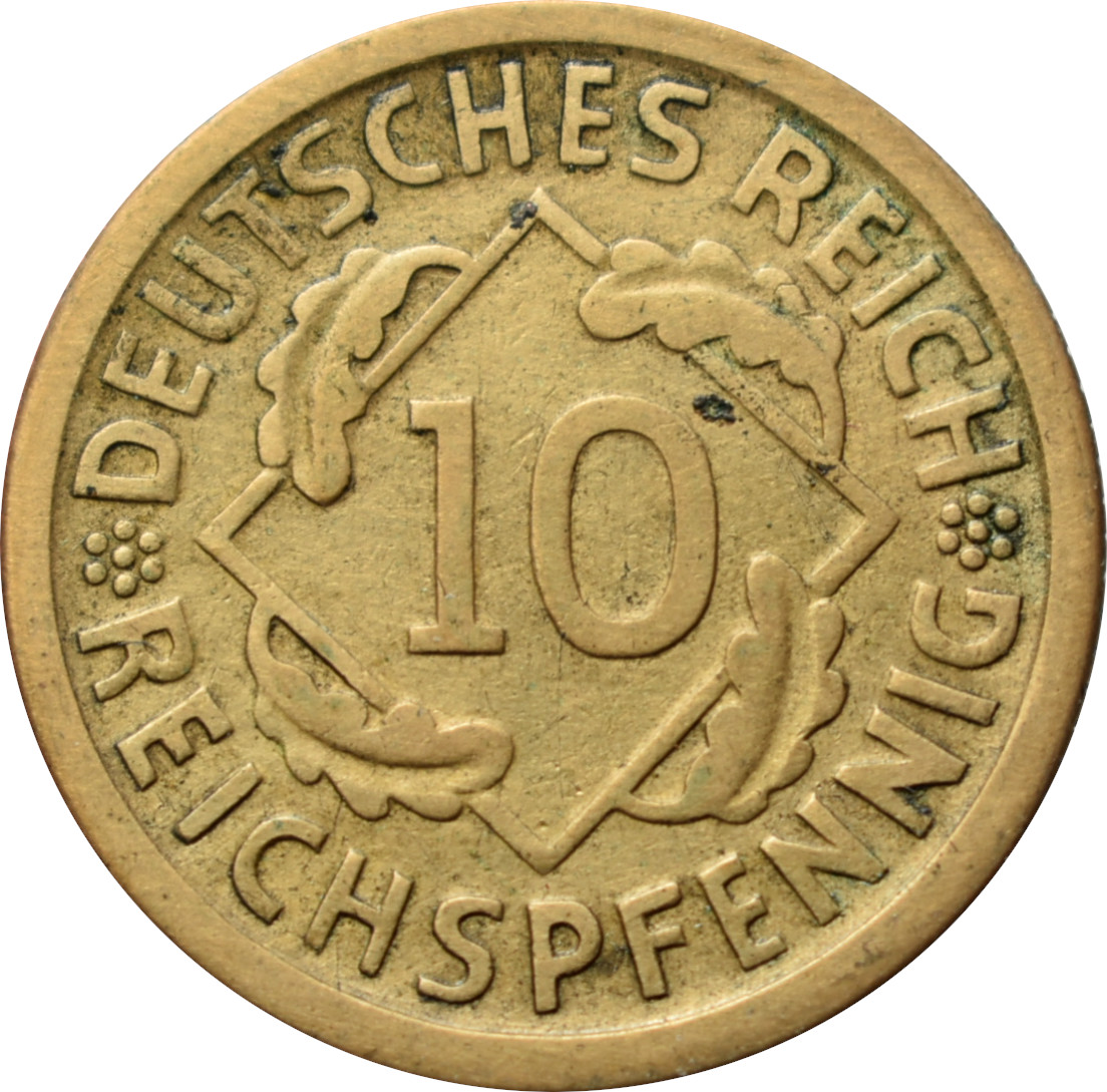 Nemecko - Weimarská republika 10 Reichspfennig 1925 D