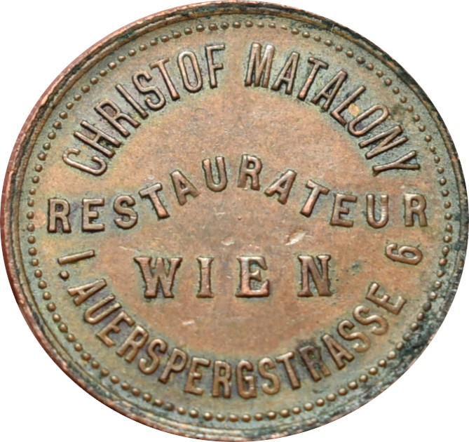 R.U. účelová známka 1/2 Liter Ch.Matalony,Rest. Wien