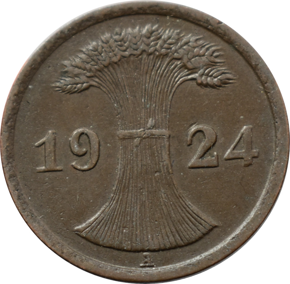 Nemecko - Weimarská republika 2 Reichspfennig 1924 A