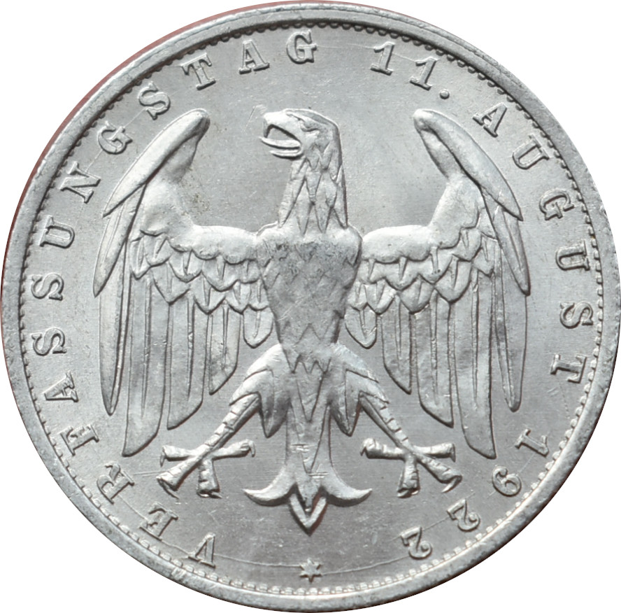 Nemecko - Weimarská republika 3 Mark 1922 A