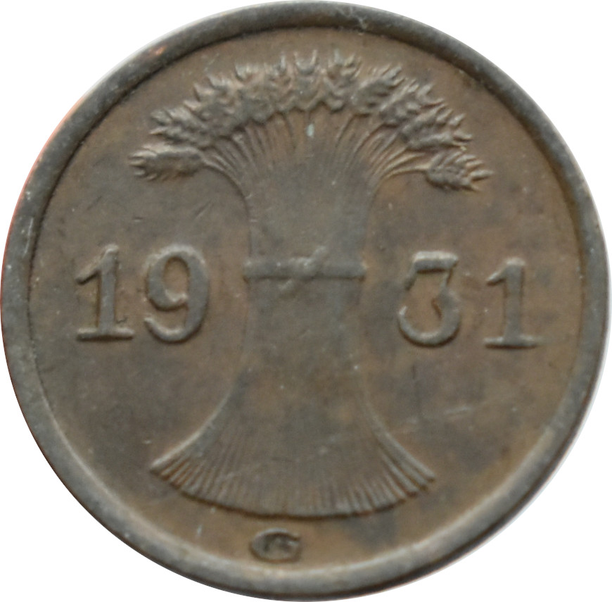Nemecko - Weimarská republika 1 Reichspfennig 1931 G