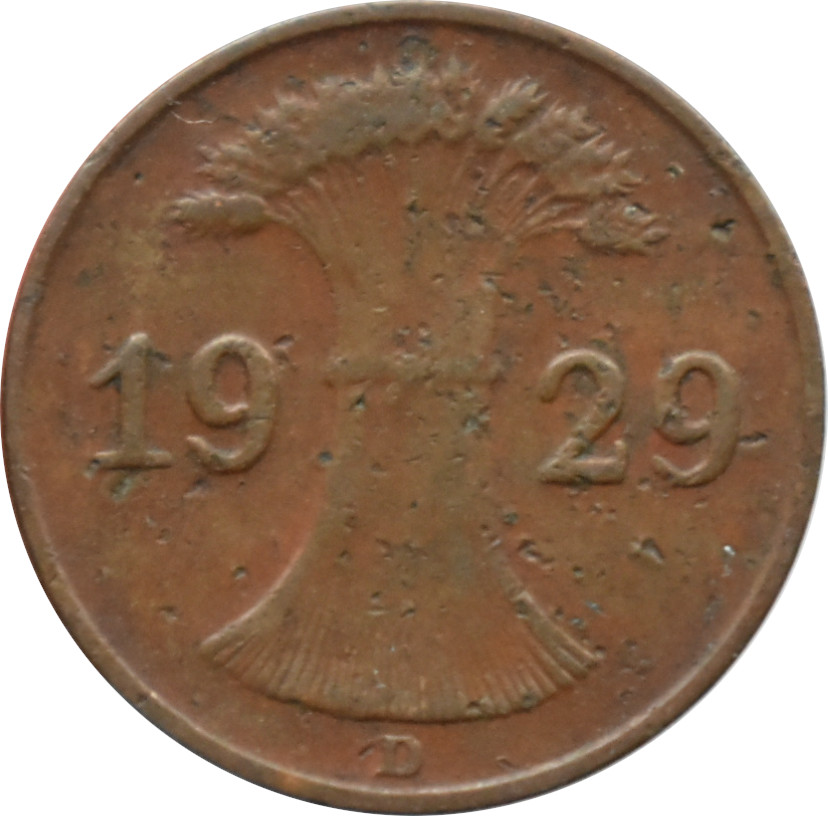 Nemecko - Weimarská republika 1 Reichspfennig 1929 D