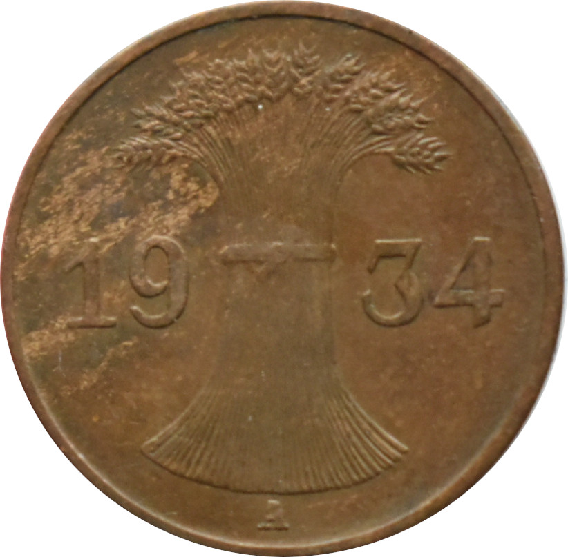 Nemecko - Weimarská republika 1 Reichspfennig 1934 A