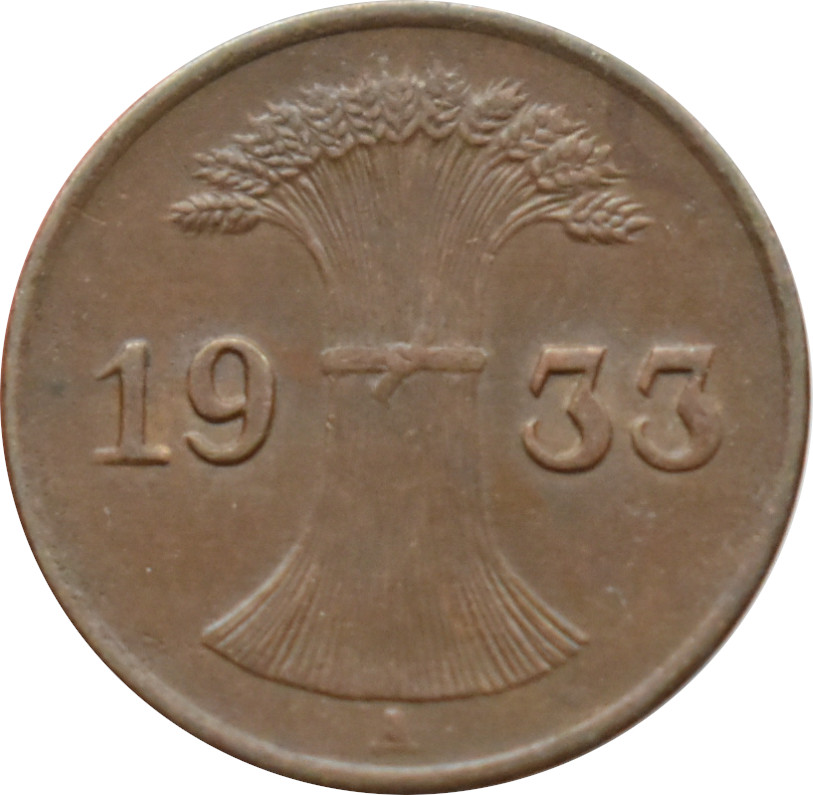 Nemecko - Weimarská republika 1 Reichspfennig 1933 A