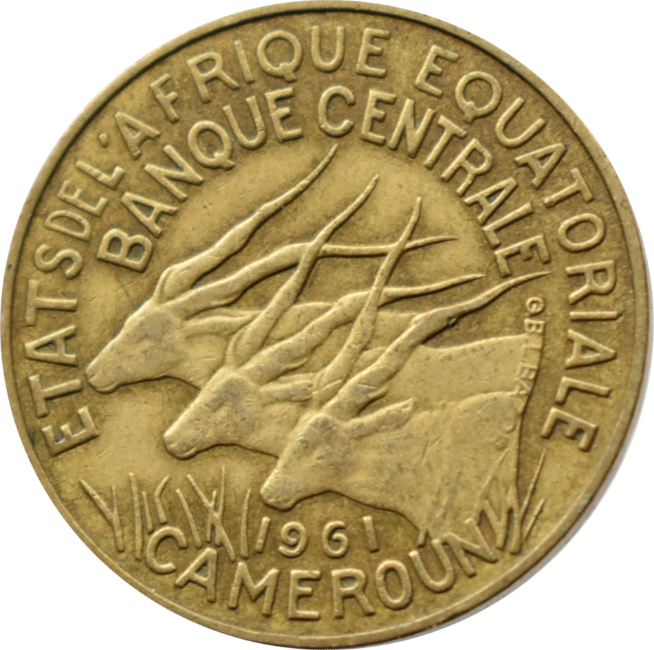 Rovníkové africké štáty Kamerun 5 Francs 1961